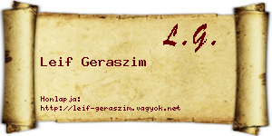 Leif Geraszim névjegykártya